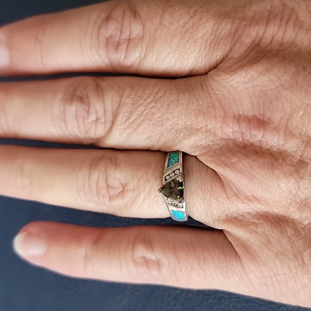 Amethyst Simulant, CZ, Opal Silver Plated Ring - Picture 9 of 9